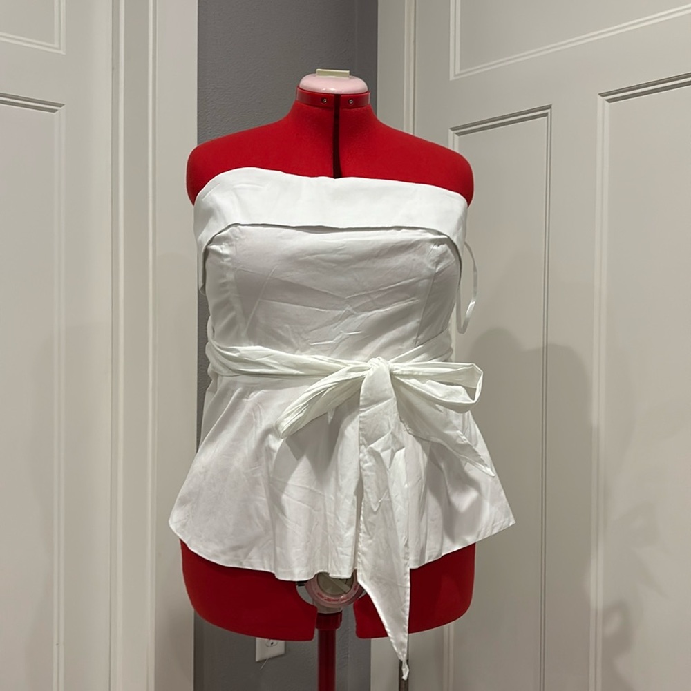Strapless Peplum white top